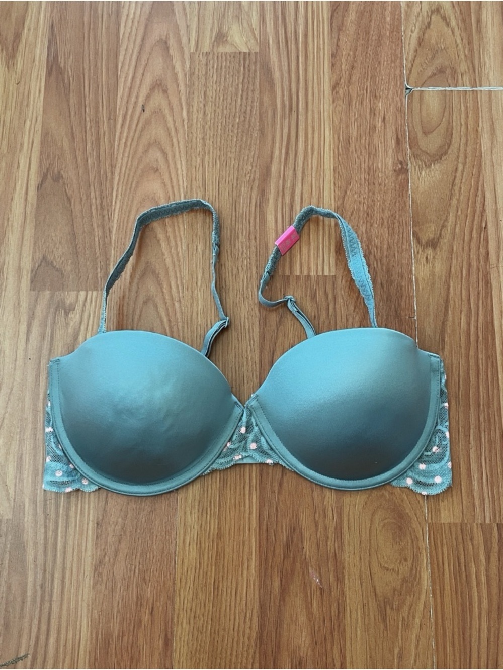 NWT VS Pink Multiway Push-Up Bra Polka Dot Lace Grey Pink Size 34C classic 2014